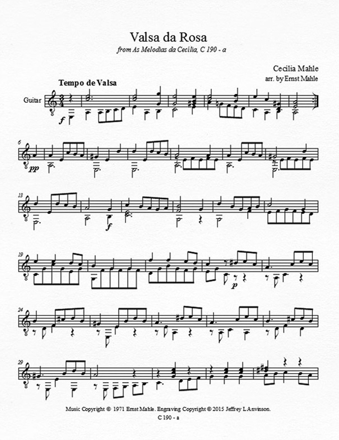 Valsa da Rosa by Ernst Mahle for Solo Guitar